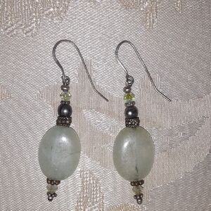Elegant Silver and light Green Dangle Earrings